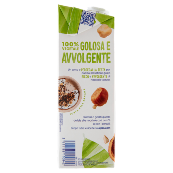Alpro Classico Nocciola, Bevanda 100% Vegetale, Basso Contenuto di grassi, Senza Lattosio, 1l