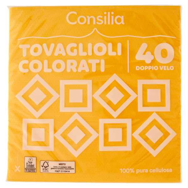 Consilia Tovaglioli 2 Veli 38x38 cm Giallo 40 pezzi