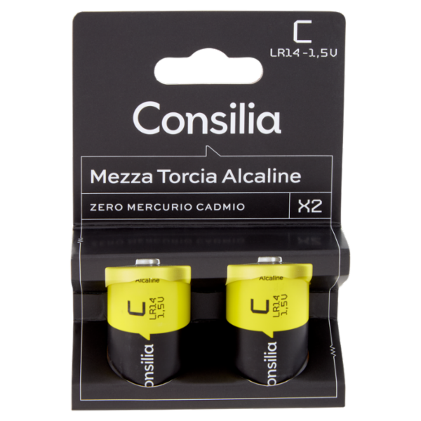 Consilia Pile Alcaline Mezza Torcia C 1,5 V 2 pezzi