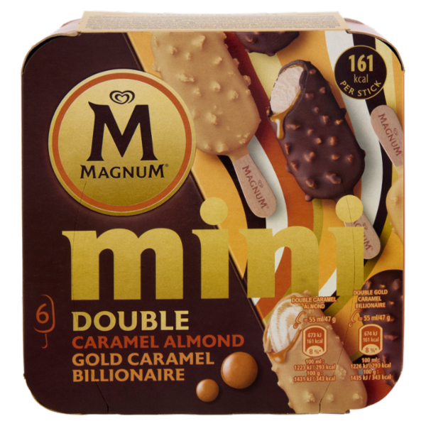 Magnum mini Double Caramel Almond - Gold Caramel Billionaire 6 gelati 282 g