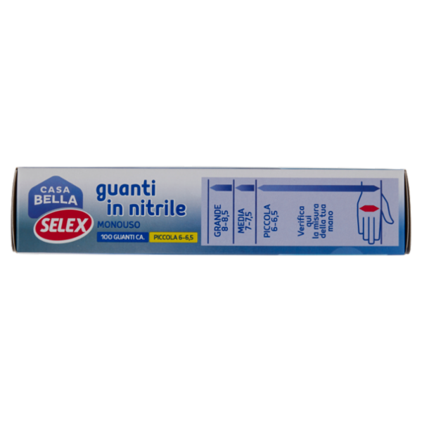 Selex Casa Bella Guanti Monouso in Nitrile Misura Piccola (6-6,5) Dispenser 100 pezzi