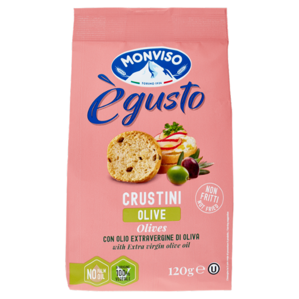 Monviso ègusto Crustini Olive con olio Extravergine di Oliva 120 g
