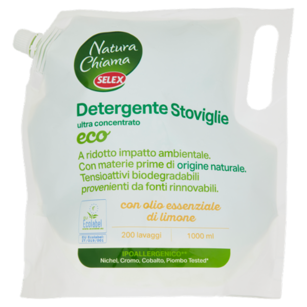 Selex Natura Chiama Detergente per Stoviglie Ultra Concentrato Limone Eco Ricarica 1 L
