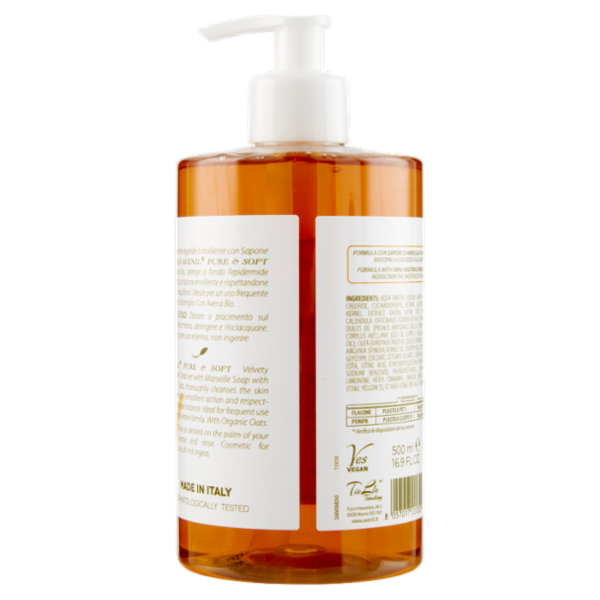Avenil pure & soft Sapone di Marsiglia Emolliente con Calendula e Avena Bio Mani - Viso 500 ml