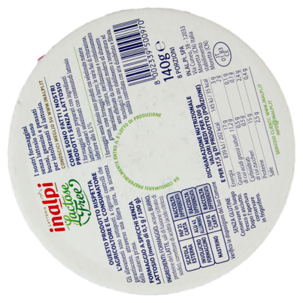 Latterie inalpi Formaggini Lactose Free 140 g