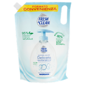 Fresh & Clean Sapone Liquido Delicato Ipoallergenico* Con Acqua Micellare Ecoricarica 1000 Ml