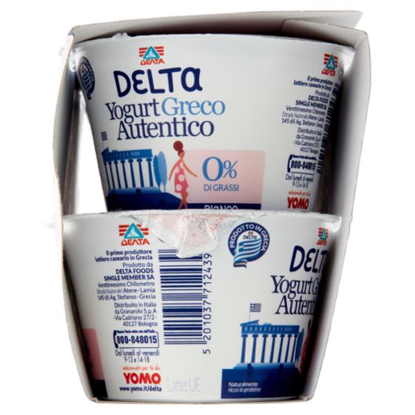Delta Yogurt Greco Autentico 0% di Grassi Bianco 4 x 150 g
