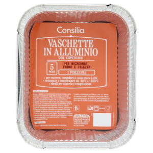 Consilia Vaschetta In Alluminio Con Coperchio 1 Porzione 5 Pezzi