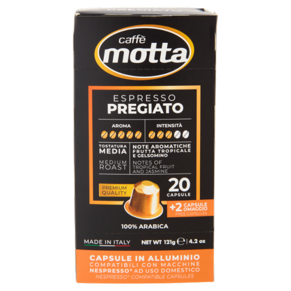 caffè motta Espresso Pregiato Capsule in Alluminio Compatibili con Macchine Nespresso 22 x 5,5 g