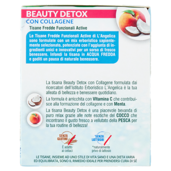 L'Angelica Tisana Fredda Beauty Detox con Collagene Pesca e Cocco 18 Filtri 32,4 g