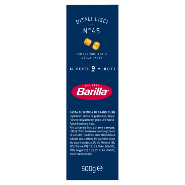 Barilla Pasta Ditali Lisci n.45 500g