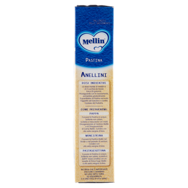 MELLIN Pastina 100% Naturale Anellini con farina Grano Tenero 320 g