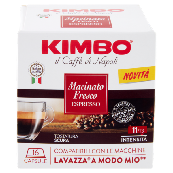 Kimbo Macinato Fresco Espresso Capsule Compatibili con le Macchine Lavazza A Modo Mio* 16 x 7,5 g