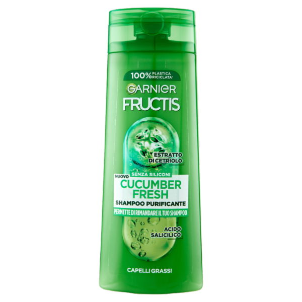Garnier Fructis Shampoo Cucumber Fresh, shampoo purificante per capelli grassi, 250 ml