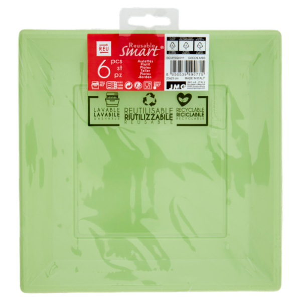 Smart Reusable Piatti Green 23x23 cm 6 pz