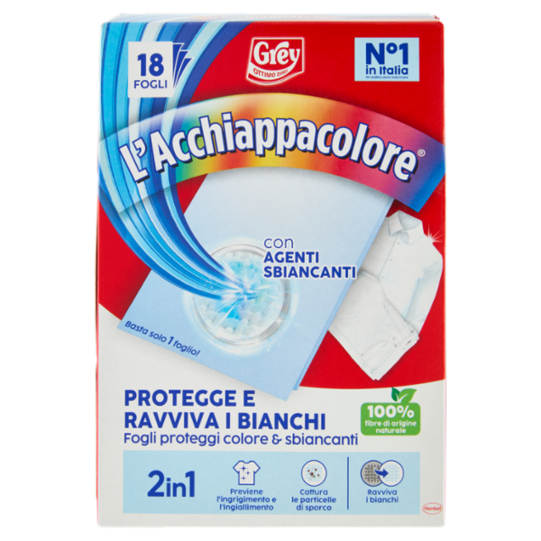 GREY l'Acchiappacolore Protegge e Ravviva i Bianchi 18 Fogli