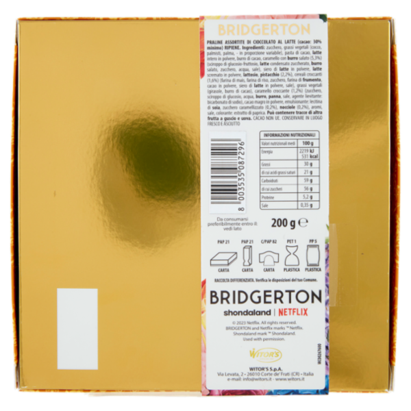 Witor's Bridgerton Golden Selection Praline di Cioccolato al Latte Ripiene 200 g