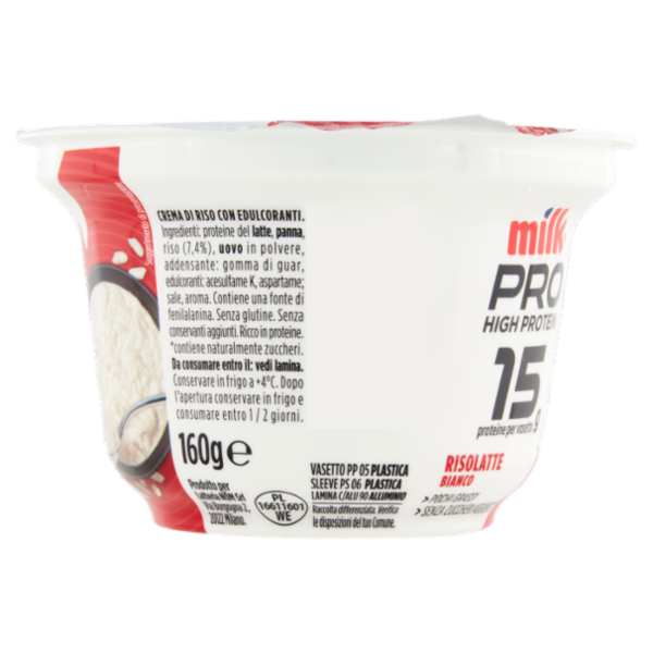 milk Pro High Protein 15g Risolatte Bianco 160 g