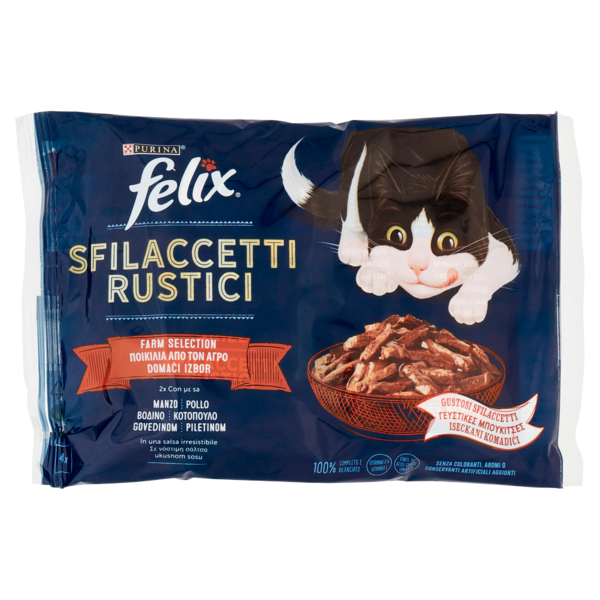 FELIX Sfilaccetti Rustici Farm Selection (Manzo & Pollo) 4 x 80 g