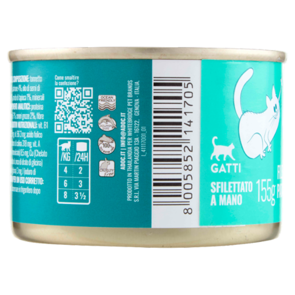 ADoC Complete For Cats Filetti di Tonnetto con Patate Dolci e Salmone in Brodo 155 g