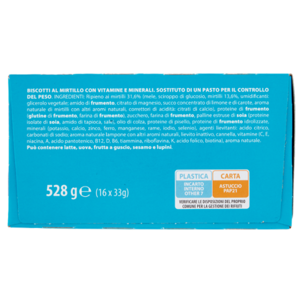 Pesoforma Biscotti gusto Mirtillo, sostitutivo del pasto per perdita e controllo del peso, 16 x 33g