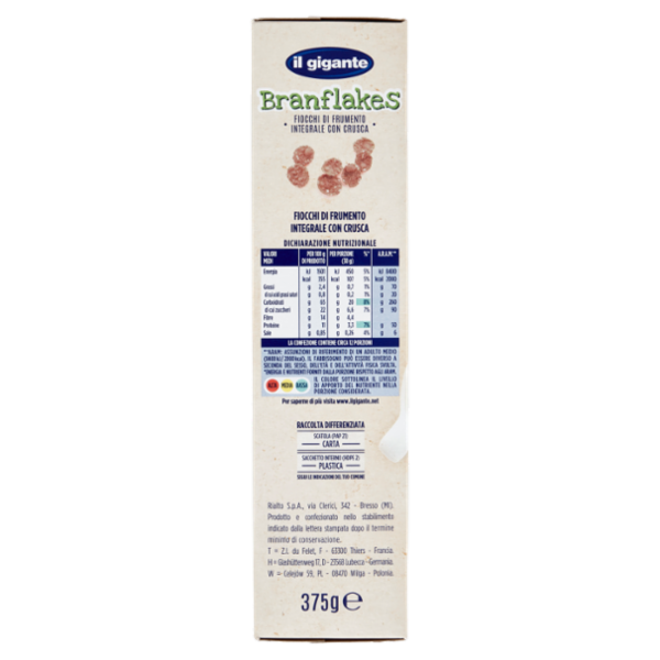 IL GIGANTE Branflakes Fiocchi di Frumento Integrale con Crusca 375 g