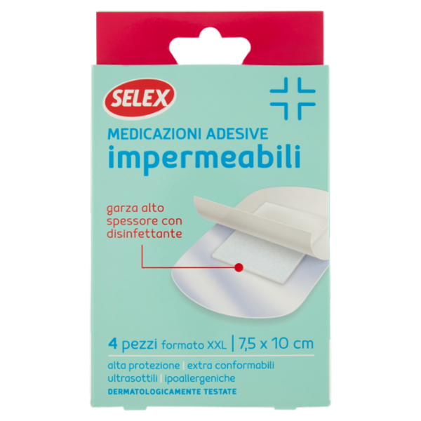 Selex Medicazioni Adesive Impermeabili Formato XXL 7,5x10 cm 4 pezzi
