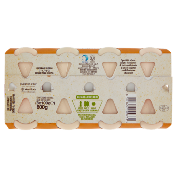 DANACOL Yogurt da bere, Riduce il Colesterolo grazie agli Steroli Vegetali, Pesca Albicocca, 8x100g