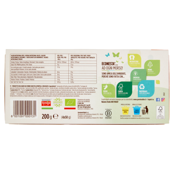 Germinal Bio Crostatina Mirtillo farro 4 x 50 g