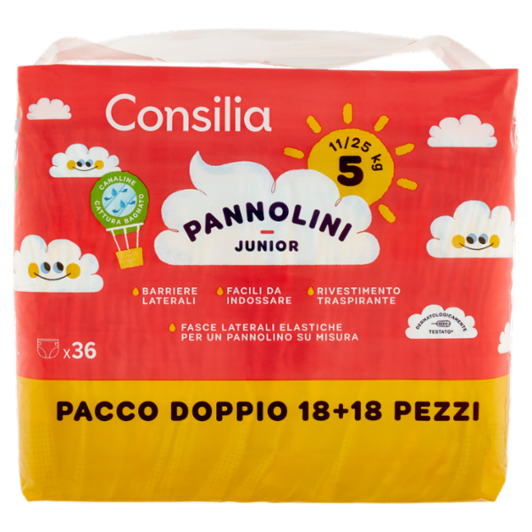 Consilia Pannolini per Bambini Junior 11-25 kg 5 2x18 pezzi