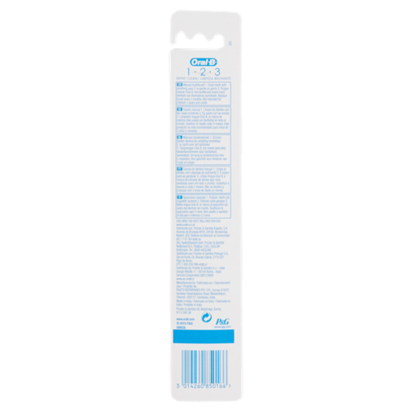 Oral-B Spazzolino Manuale 1 2 3 Shiny Clean 40 Medio