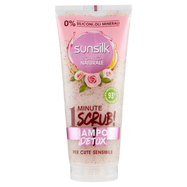 sunsilk Ricarica Naturale 1 Minute Scrub! Shampoo Detox per Cute Sensibile 200 ml