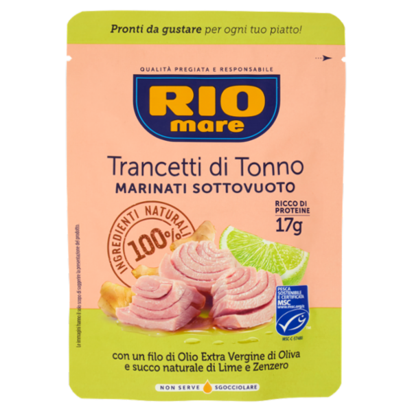 Rio mare Trancetti di Tonno con un filo di Olio Extra Vergine di Oliva e succo di Lime e Zenzero 70g