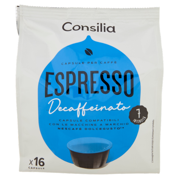 Consilia Caffè in Capsule Espresso Decaffeinato Compatibili Dolce Gusto 16 pezzi
