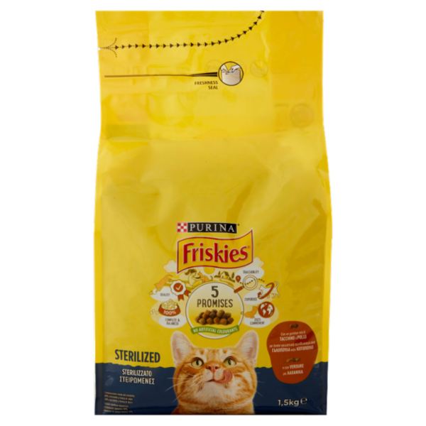 PURINA FRISKIES Sterilizzato Tacchino e Pollo e con verdure 1,5kg