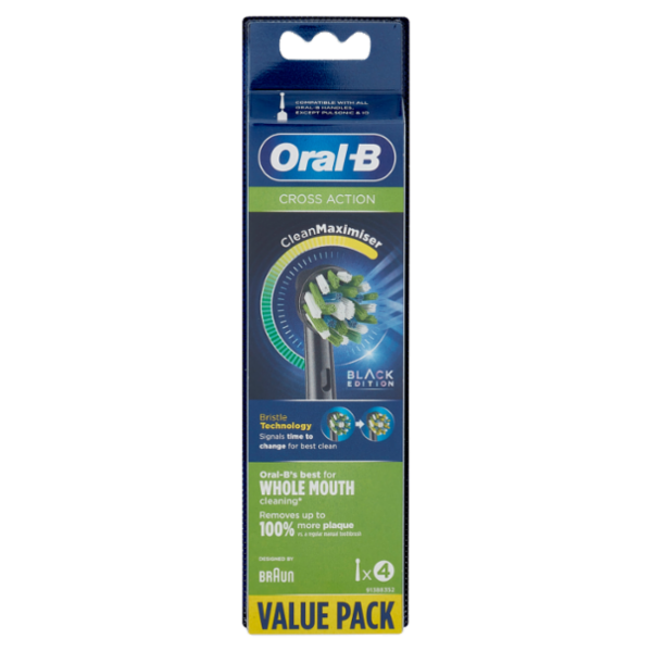 Oral-B Testine di Ricambio Cross Action per Spazzolino Elettrico Denti Ricaricabile - 4 Refills