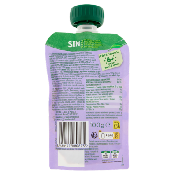 Hero Solo Bio Nutriflora Banana, Yogurt*, Mirtilli e Avena 100 g