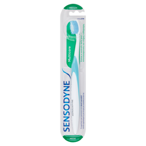 Sensodyne Spazzolino per Denti Sensibili Multicare Controlla l'Accumulo di Placca con Setole Medie