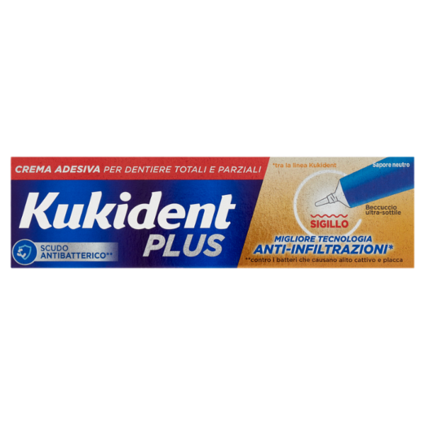 Kukident Plus Sigillo Crema Adesiva per Dentiere Totali e Parziali 35 g