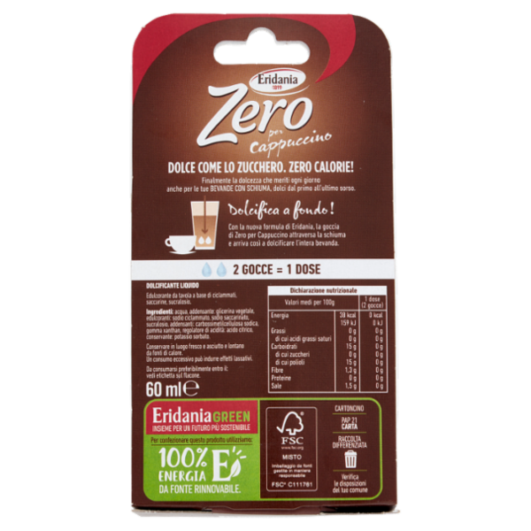 Eridania Zero per Cappuccino Dolcificante Liquido 60 ml