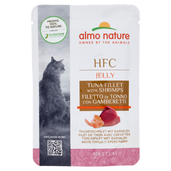 almo nature HFC Adult Cat Jelly Filetto di Tonno con Gamberetti 55 g