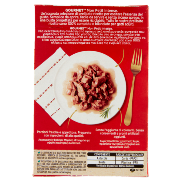 PURINA GOURMET Mon Petit Filettini Intense cotti in Salsa (Tonno / Salmone / Trota) 6x50g