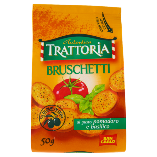 Autentica Trattoria Bruschetti al gusto pomodoro e basilico 50 g