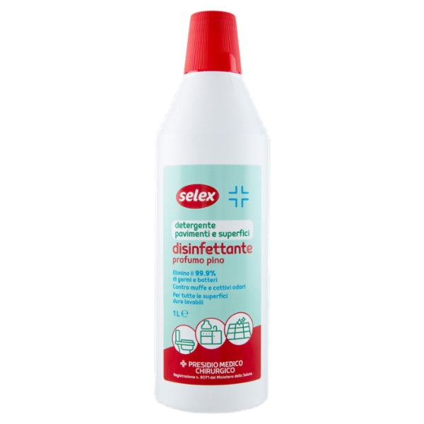 Selex Detergente per Pavimenti e Superfici Disinfettante Profumato Pino 1 L