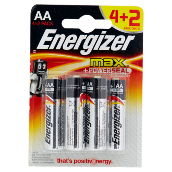 Energizer max AA Stilo 4 + 2 pz
