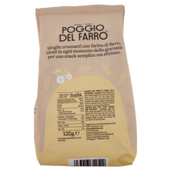 Poggio del Farro Cracker di Farro con Ceci e Rosmarino 120 g