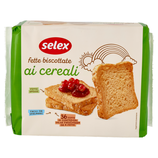 Selex Fette Biscottate ai Cereali in Confezioni Salvafreschezza 9x4 fette 320 g