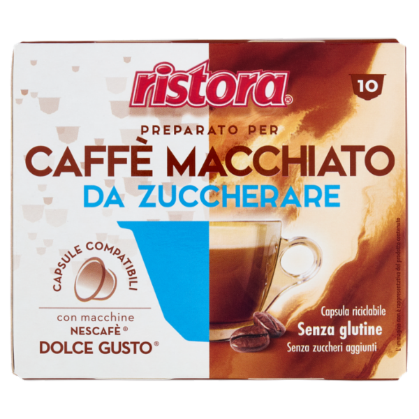 ristora Caffè Macchiato da Zuccherare Capsule Compatibili con Macchine Nescafè Dolce Gusto 10 x 5 g