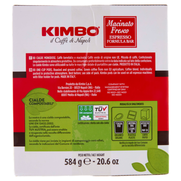 Kimbo Macinato Fresco Espresso Formula Bar 80 Cialde Compostabili* 584 g