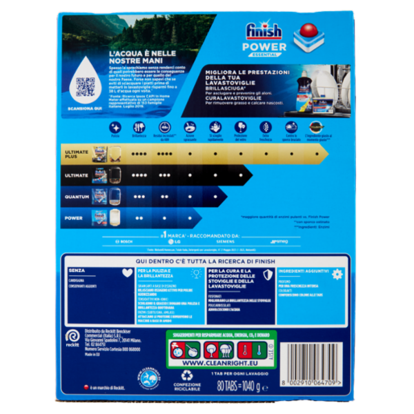 Finish Power Essential Fresh 80 Tabs 1040 g + Finish Ultimate Plus Fresh 2 Capsule 24,4 g